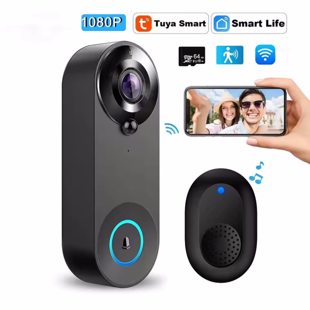 Home Security Bell - Tuya 1080P Bel Pintu WIFI Nirkabel