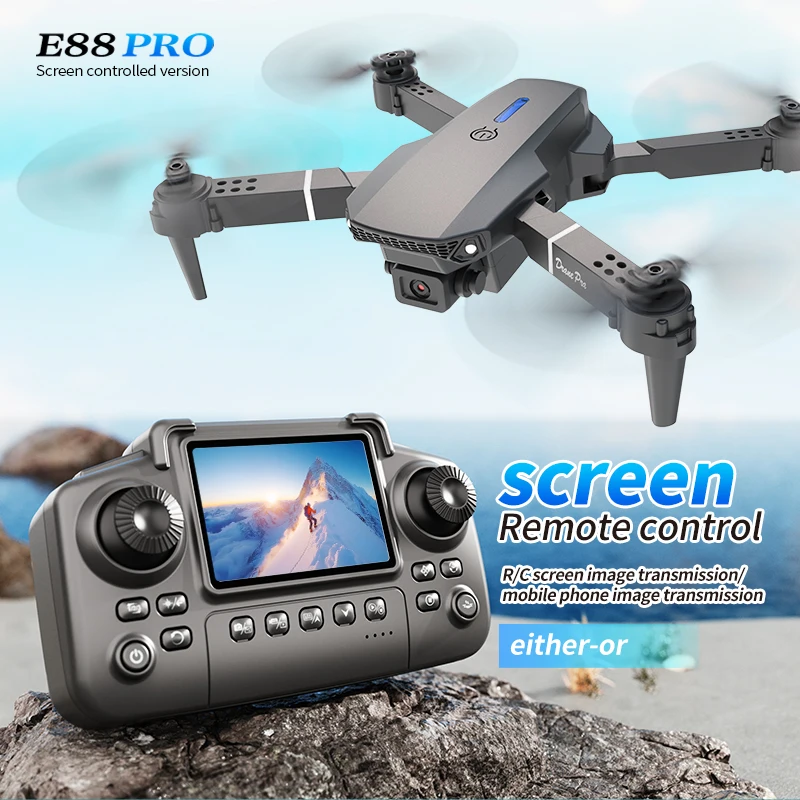 Home Security Cameras Outdoor - Drone Profesional E88 PRO dengan Layar