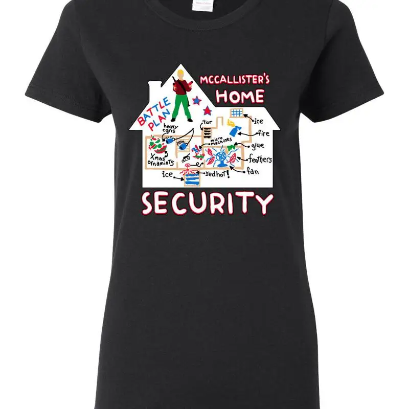 Home Security Plans - Kaos Wanita McCallister's Home Security Battle