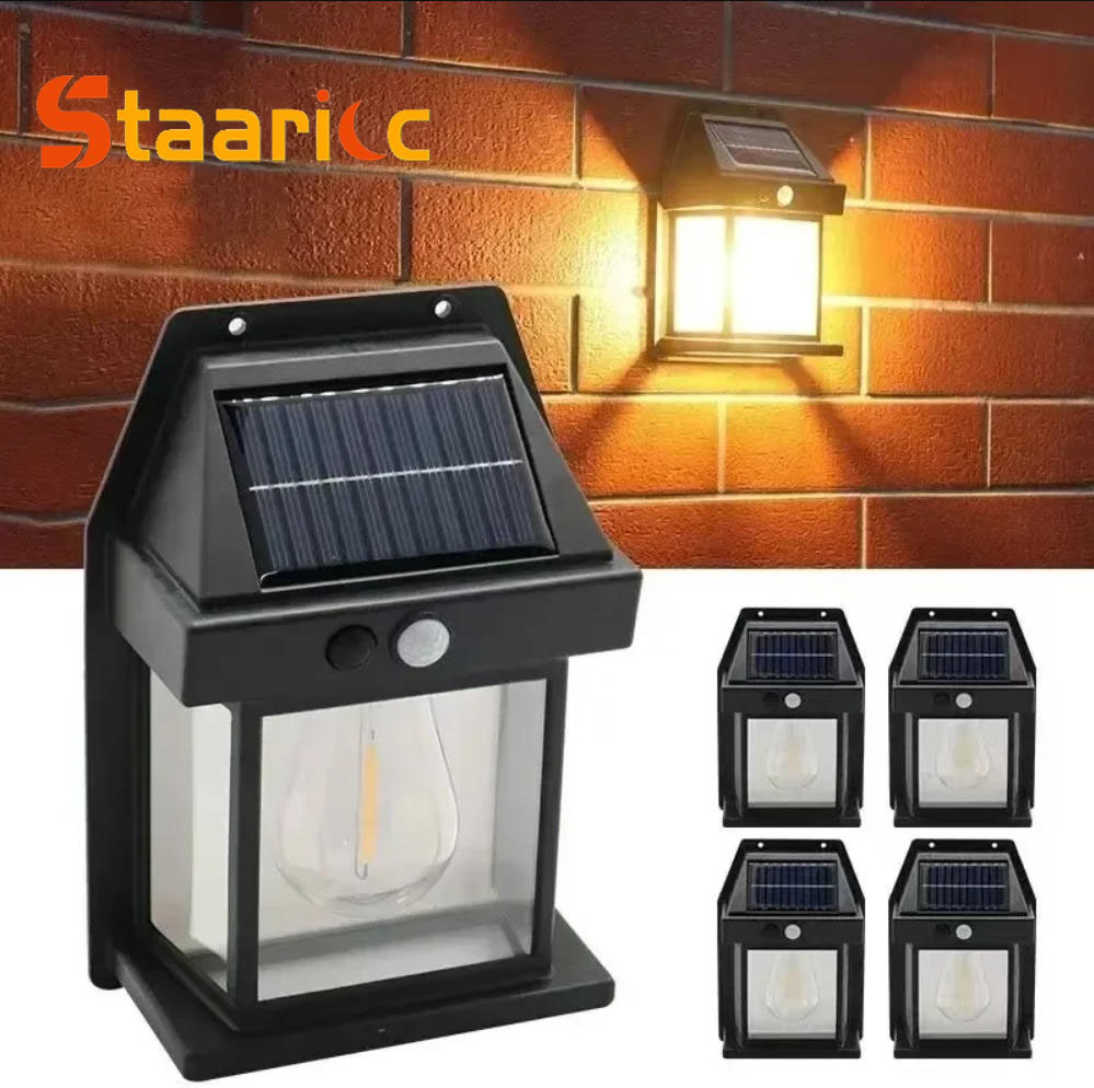 Home Security Yard Sign - Lampu Dinding Tenaga Surya Tungsten Luar