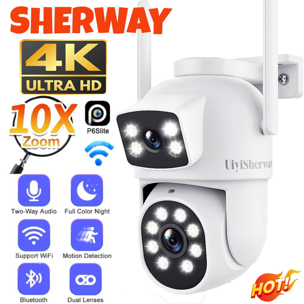 Home Security Kamera - Uiyisharway kamera keamanan 4K, lensa ganda
