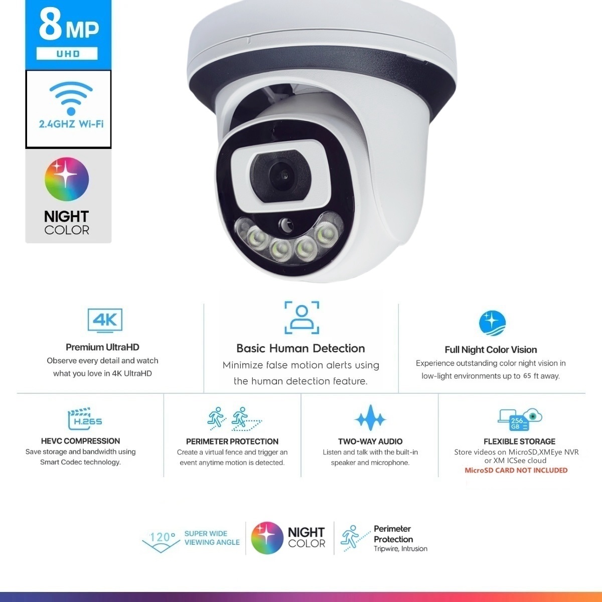Home Security Kamera - Kamera Keamanan IP 8MP Wifi Pengawasan