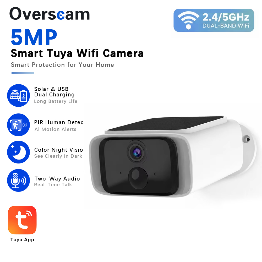 Home Security Bell - Kamera Keamanan Tenaga Surya Tuya 5MP