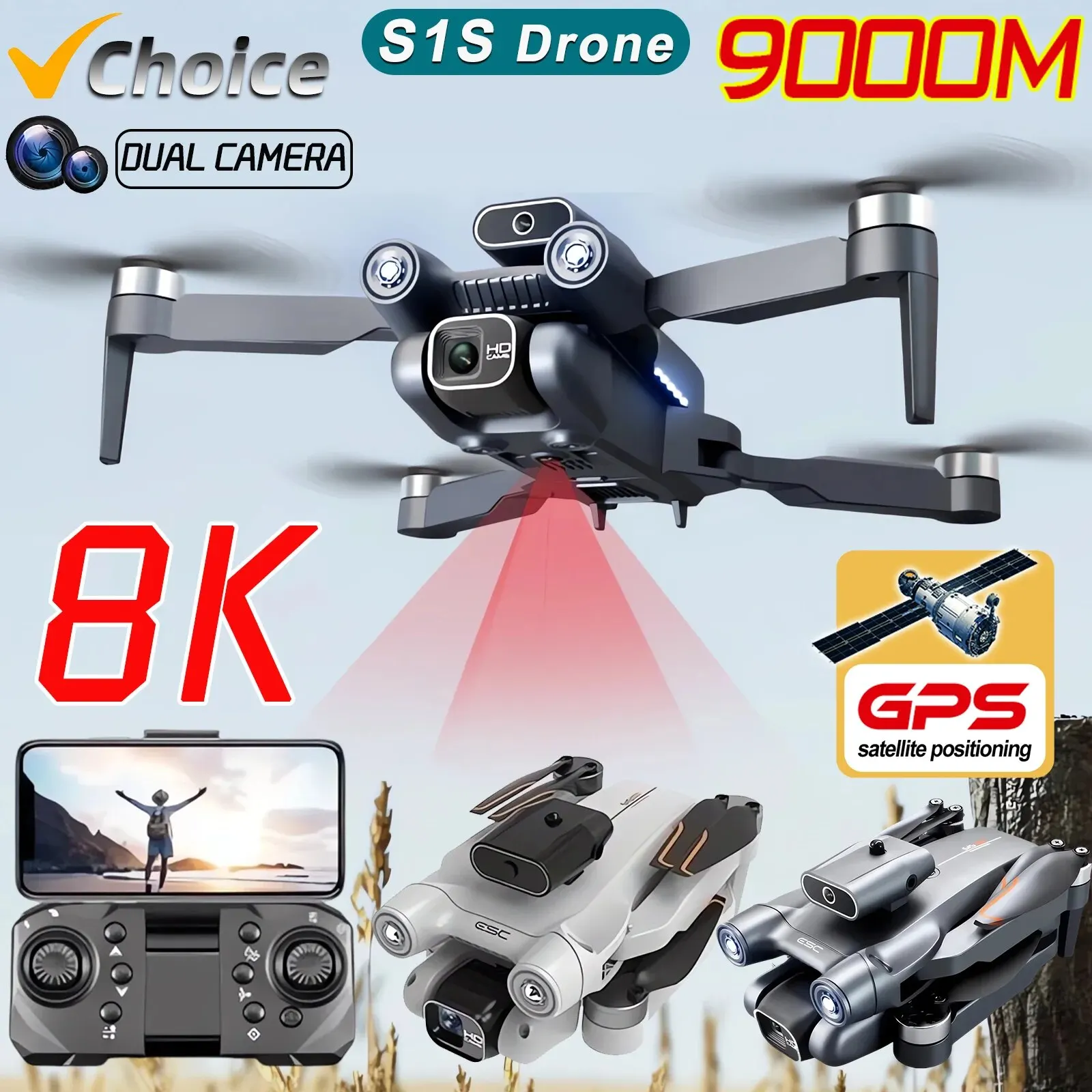 S1S Drone kamera GPS 5G 8K pro - Home Security Cameras Outdoor ulasan dan harga