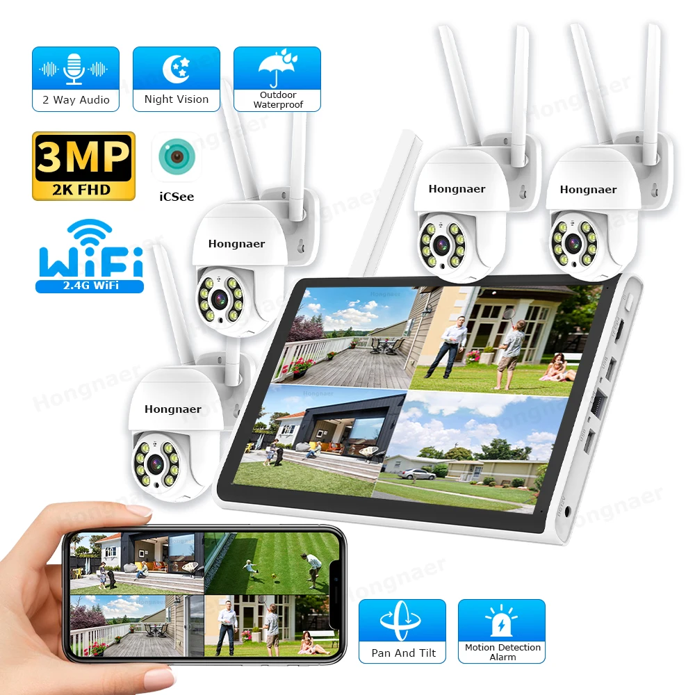 2026 Hongnaer 3MP 4 Channel Wi - Home Security Kit With Camera ulasan dan harga