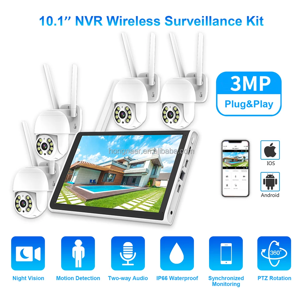2026 Hongnaer 3MP 4 Channel Wi - Home Security Kit With Camera ulasan dan harga