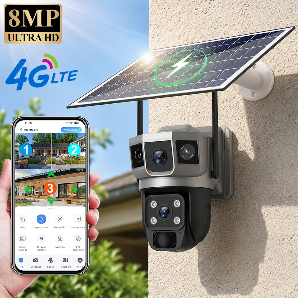 V380 4K 3 Layar Kamera 4G Bate - Home Security Kamera ulasan dan harga
