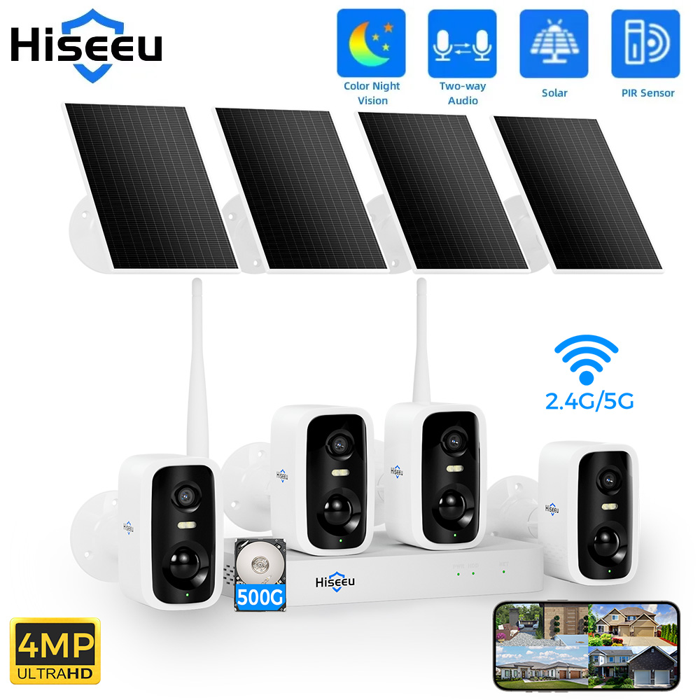 Hiseeu 10CH NVR 4MP WiFi Solar - Home Security Kit With Camera ulasan dan harga