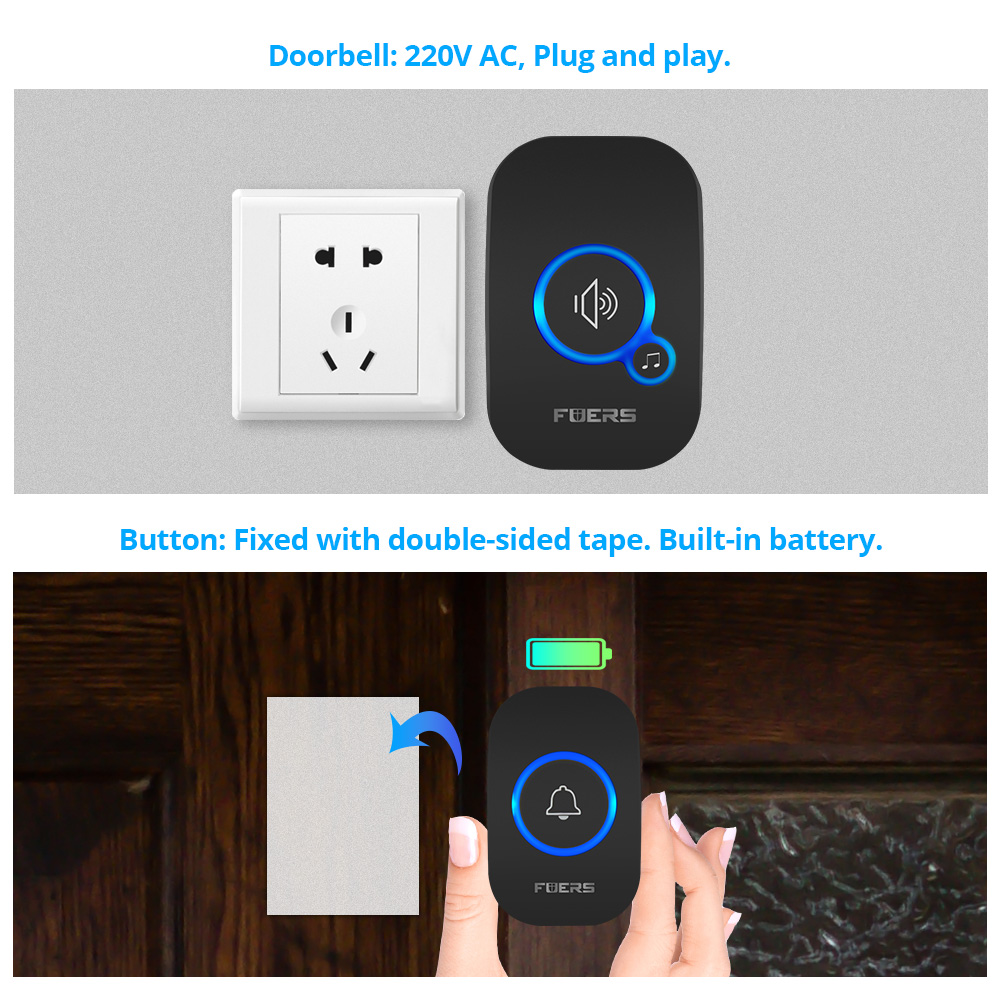 Fuers bel pintu nirkabel, bel  - Home Security Bell ulasan dan harga