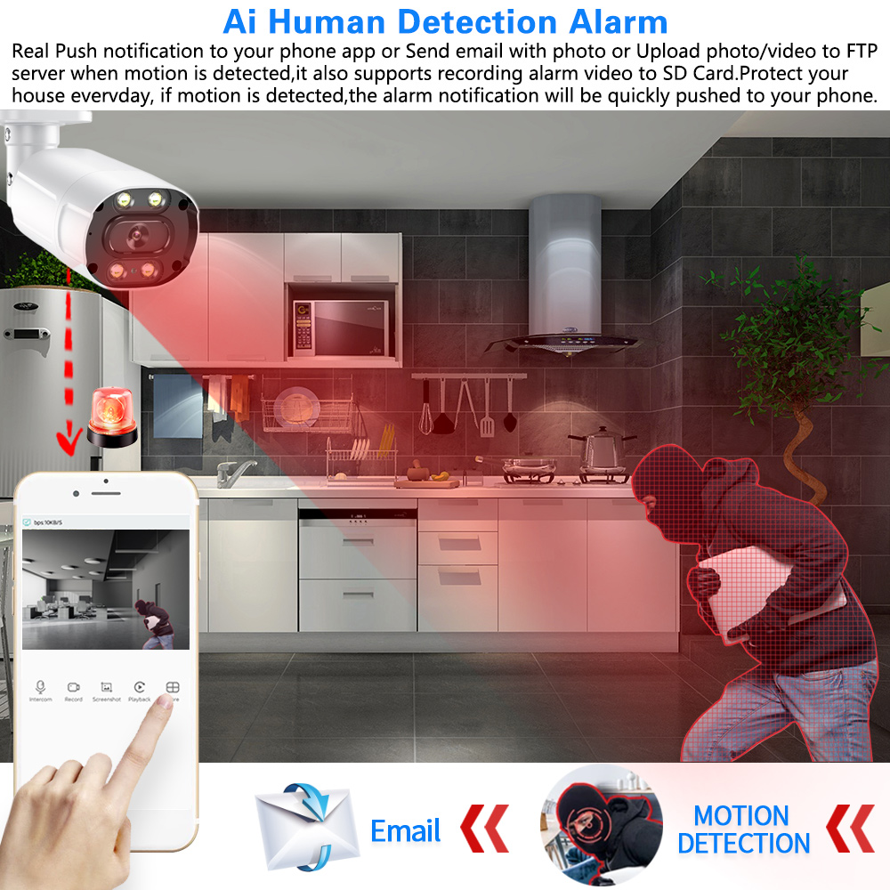 Kamera CCTV 4K AHD luar ruanga - Home Security Kit With Camera ulasan dan harga